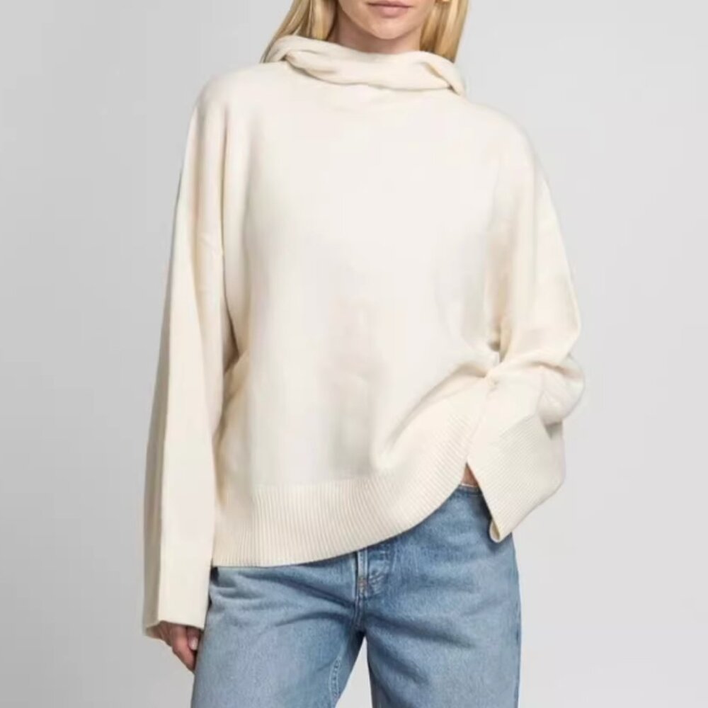 BEST Barbour Evette Knitted Hoodie Sweater Ivory Cream Off White Wool Quiet Lux